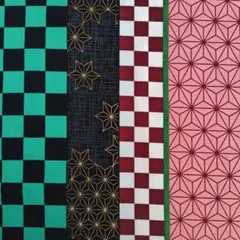 シーチング　和柄　市松模様　炭治郎　禰豆子　善逸　鬼滅の刃　生地　ハギレ