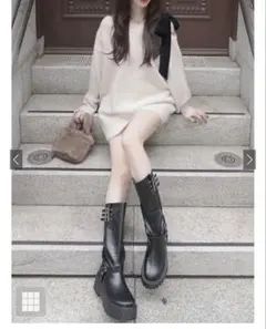 GRL ワンショルダーベロアリボンニットミニワンピース［dr796］アイボリー