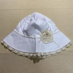 レース付きコットン帽子　サイズ38 アイボリーのサムネイル