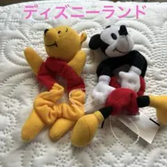 ディズニーランド　プーさん　シュシュ　紙ゴム　ヘアゴム　ミッキーのサムネイル