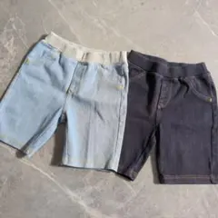 UNIQLO デニム ハーフパンツ2枚セット 90cm ブルー ネイビー
