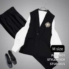 セレモニー3点セット✨王道スタイル ママスーツ 卒業式 入学式 黒 ジレ