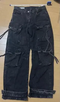 ZARAポケットディテールデニムパンツ ブラック　Y2K