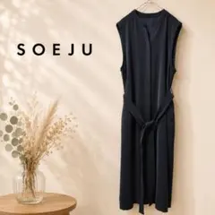 SOÉJU ソージュ ライトクロスクルーネックワンピース M ブラック