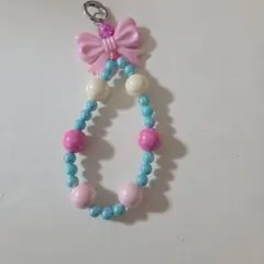 リボン付きビーズストラップ