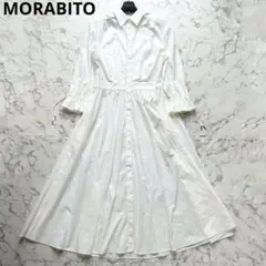 I133 美品 M 38 モラビトプルミエ ロング丈 シャツワンピ レディース I133 美品 M 38 モラビトプルミエ ロング丈 シャツワンピ
