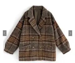 GRL チェック柄ダブルボタンコート