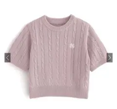 GRL ロゴ刺繍ケーブルニットトップス　ピンク