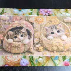 poyo☆彡猫ちゃんおすそ分けファイル ヴィンテージ風 紙もの素材 poyo☆彡猫とお花のヴィンテージおすそ分けファイル♡紙もの レース