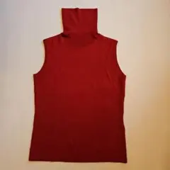COMME CA ISM タートルネック ノースリーブ ニット レッド M