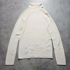 k1338H ジーユー リブタートルネックセーター ベーシック　オフホワイト M