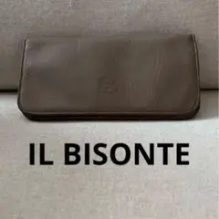 IL BISONTE 長財布 グレー レザー 薄型 本革 ウォレット 使用感あり