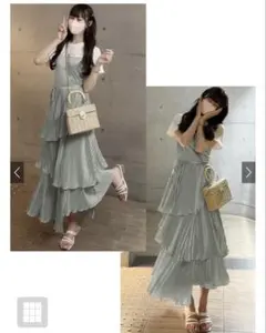 GRL リボンベルト付きプリーツティアードサテンキャミワンピース[tu659]