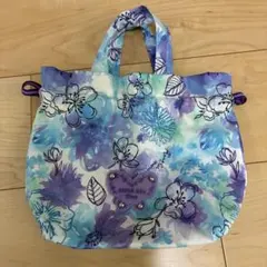 アナスイミニ☆水彩画プリント☆巾着バッグ☆ポシェット☆ブルー×バタフライ