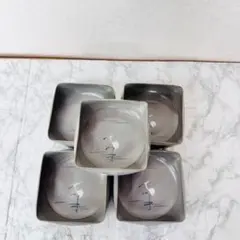 美品✨たち吉 白鷺 角鉢 5客セット 京焼 橘吉 銘々鉢 小鉢 縁起物 希少
