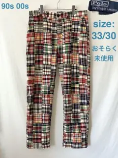未使用 90s 00s ポロラルフローレン マドラス パッチワークパンツ 33のサムネイル