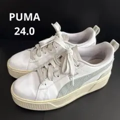 中古　PUMA プーマ カルメン CG コーデュロイ　白　緑　厚底　24.0cmのサムネイル
