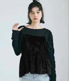 COCA キャミソール レディース ビスチェ ベロア ブラック