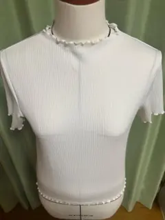 半袖リブTシャツ ホワイト