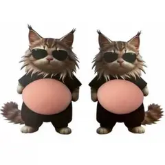 おなかぷにぷにシール猫ねこ 3D立体シール2匹