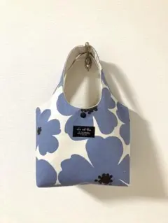 ハンドメイド　トートバッグ　アネモネガーデン　ブルーグレー