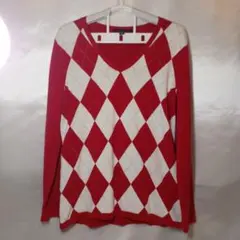 03 アメリカ古着トミーヒルガー★VネックUSサイズ－L レッド