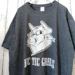 USA古着 企業ロゴ Tシャツ XL ギルダン グレー 雄牛 ブル ゆるだぼ