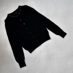 《 アンタイトル 》 カーディガン 首元ビジュー ブラック サイズ2 M 穴あり
