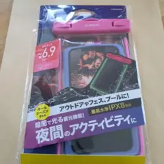 エレコム スマートフォン用防水ケース IPX8 蓄光タイプ ピンク