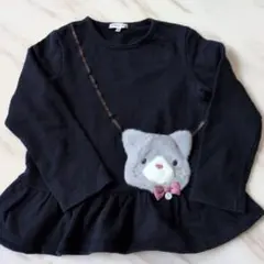 anyFAM猫の顔ポケット付き長袖カットソー 130cm