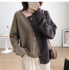 アシンメトリーニットカーディガン長袖