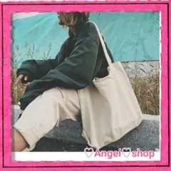 キャンパス トートバッグ ホワイト 通勤 通学 男女兼用 布バッグ