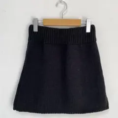【JEANASiS/ジーナシス】ニットミニスカート　黒　台形　リブ　無地　春