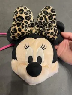 ミニーマウス ヒョウ柄リボン ポーチ　パスケース