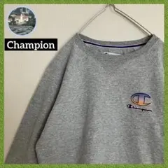 Championチャンピオンワンポイント グレー スウェット 薄手 袖リブ長