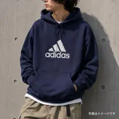 90s adidas USA製 刺繍ロゴ パーカー L ネイビー