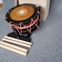 締め太鼓 和楽器 蒔絵 胴 木製ケース付き 時代物 ヴィンテージ 蔵出し