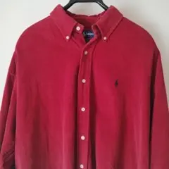 Ralph Lauren 赤 コーデュロイ 長袖シャツ　 Lサイズ