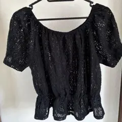 KBF レース 半袖ブラウス ブラックのサムネイル