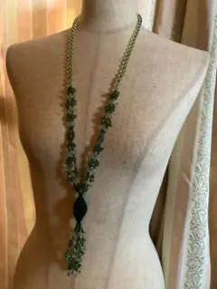 グリーン系　天然石ロングネックレス