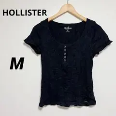 【おしゃれ】HOLLISTER ブラック　半袖Tシャツ Mサイズ　細見え　可愛いのサムネイル