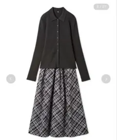 新品　ミラオーウェン ポロ衿ニットタックフレアスカートセットアップ