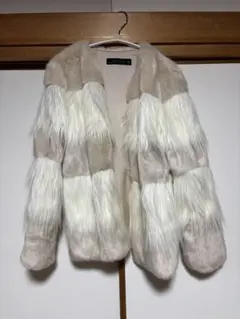 ZARA WOMAN ボーダーファーコート Sサイズ