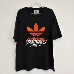 2XL★アディダスオリジナル　ロゴデザイン　Tシャツ　ブラック