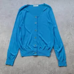 JOHN SMEDLEY 長袖 クルーネック カーディガンブルーMスメドレー