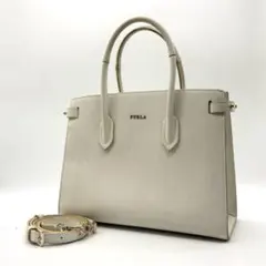 FURLA ピン コメタ ハンドバッグ キルティング グレージュ h907 - メルカリ