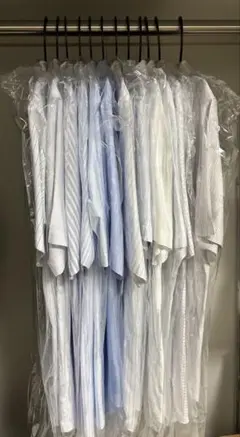 白と青のストライプ 半袖シャツ 12枚セット