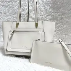 【美品】サマンサタバサ ミニポシェット付トートトートバッグ ホワイト 肩がけ