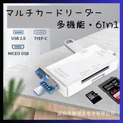SDカードリーダー マルチカードリーダー マイクロUSB タイプC 6in1のサムネイル