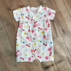 【美品】ミキハウス 花柄甚平 ロンパース 浴衣 サイズ70 80
